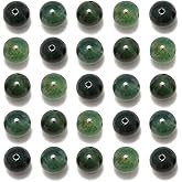 NCB 100pcs Original Natural Stone Beads Gemstone Round Loose Beads 6mm 8mm 10mm (Green Moss Agate, 6mm 100Beads)