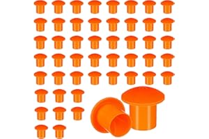 HOFURME 50 PCS Rebar Cap, Mushroom Rebars End Caps, Plastic Rebars Safety Cap,Construction Safety Caps, Fit for Concrete Stakes Rebar #3-#7, 3/8-1 inch, Orange