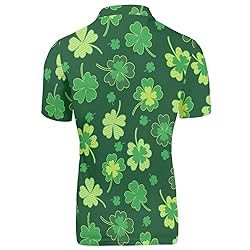 HUGS IDEA Green Clovers Polo Shirts for Men