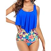 Edelqual Tankini Swimsuits for Women High Waisted Bikini Sets Plus Size Two Piece Bathing Suits Tummy Control Swimwear