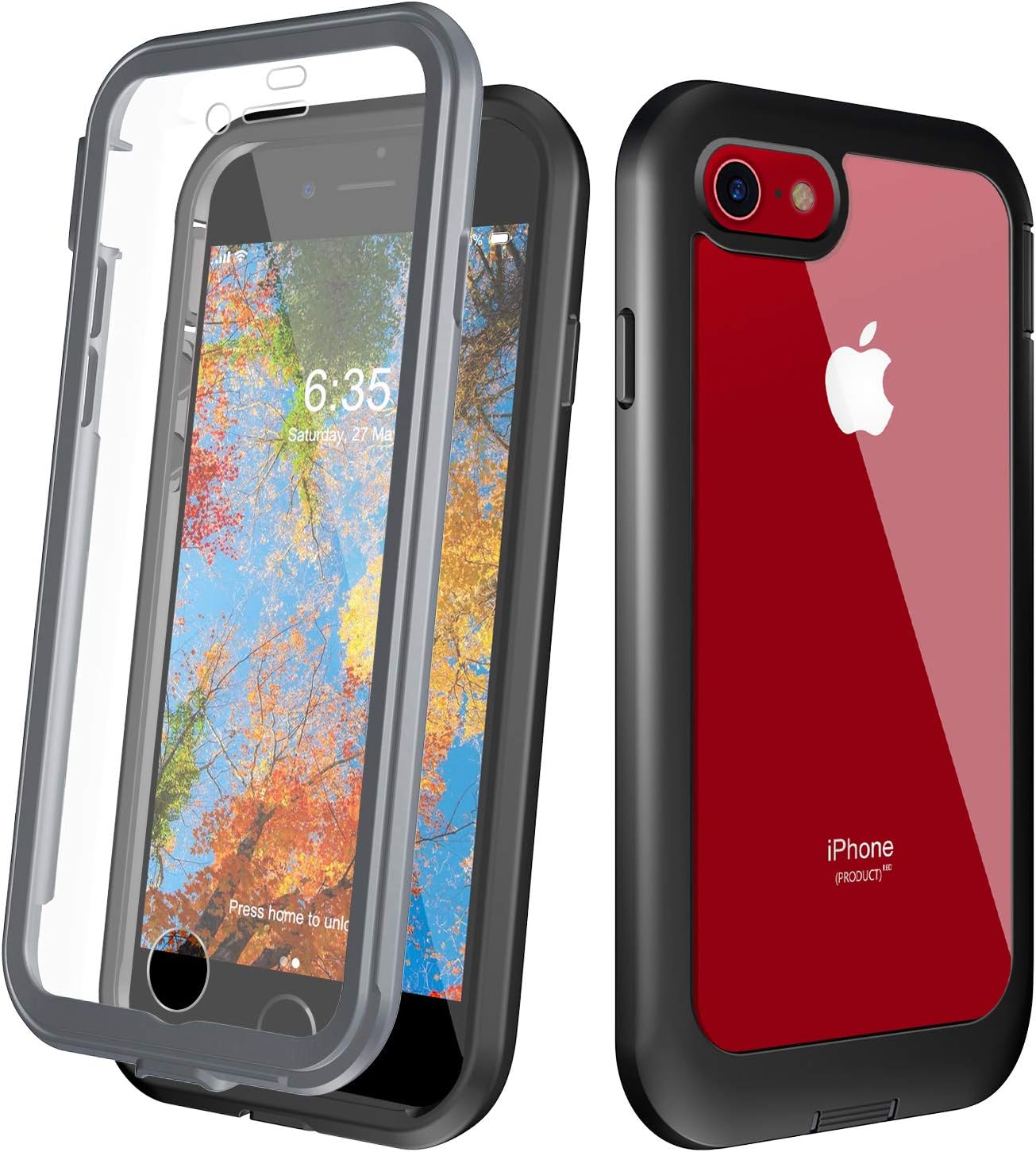 Justcool iPhone 8 Plus Case, iPhone 7 Plus Case, Full Body with Built-in Screen Protector Heavy Duty Protection Shockproof Slim Fit Cover for Apple iPhone 7/8 Plus (2017) 5.5 Inch - Black