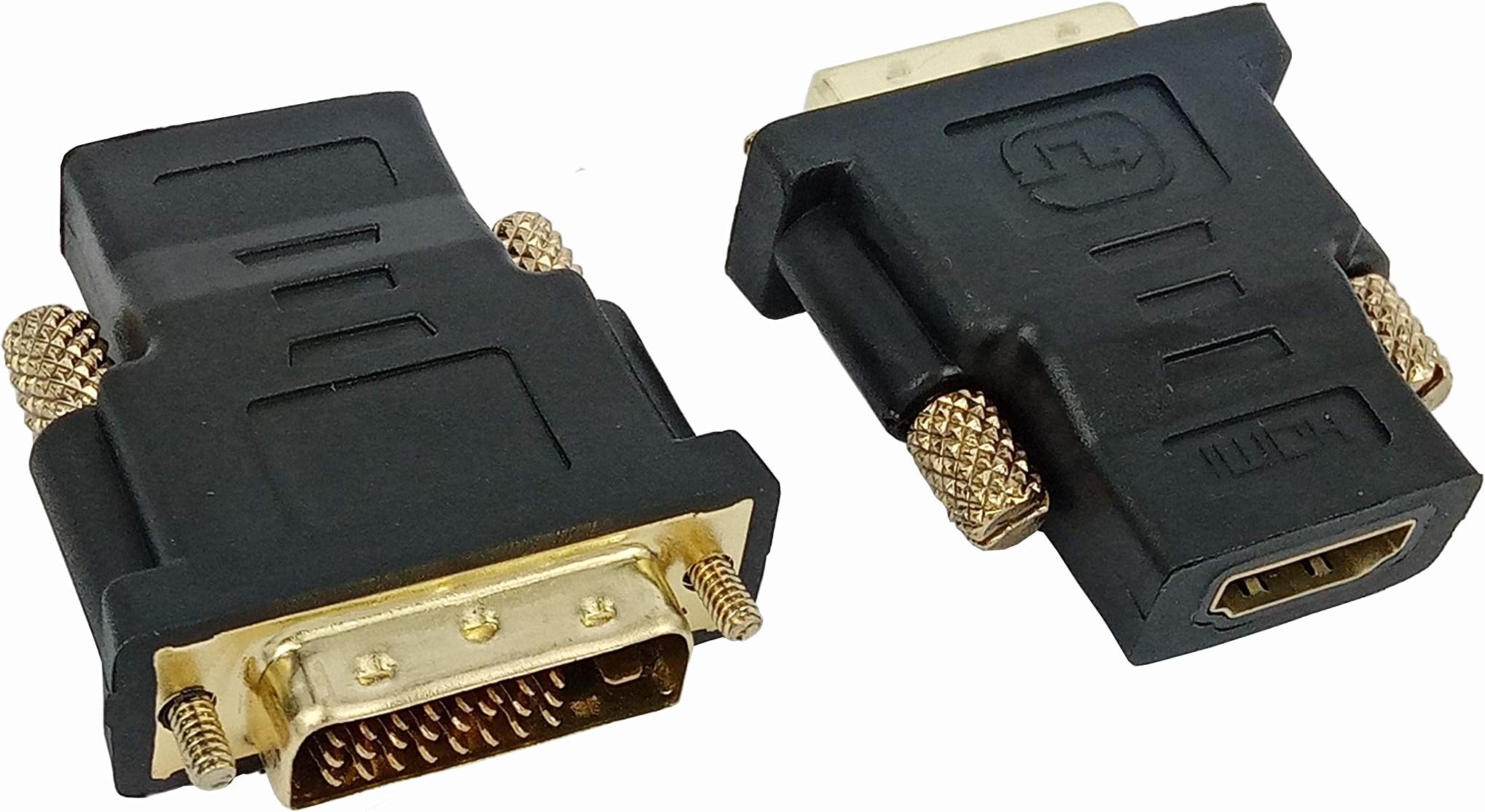 DVI to HDMI Adapter 24 + 1 Pin, Pack of 2 DVI-D Male to HDMI Female Converter