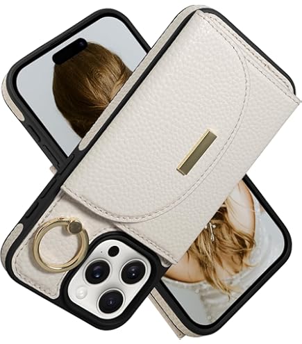 Asuwish Phone Case For IPhone 16 Pro 6.3 Inch With Tempered Glass Screen Protector And Credit Card Holder Wallet Cover Hard Hybrid Cell Accessories I Phone16 I16 16Pro Women Men Rosegold