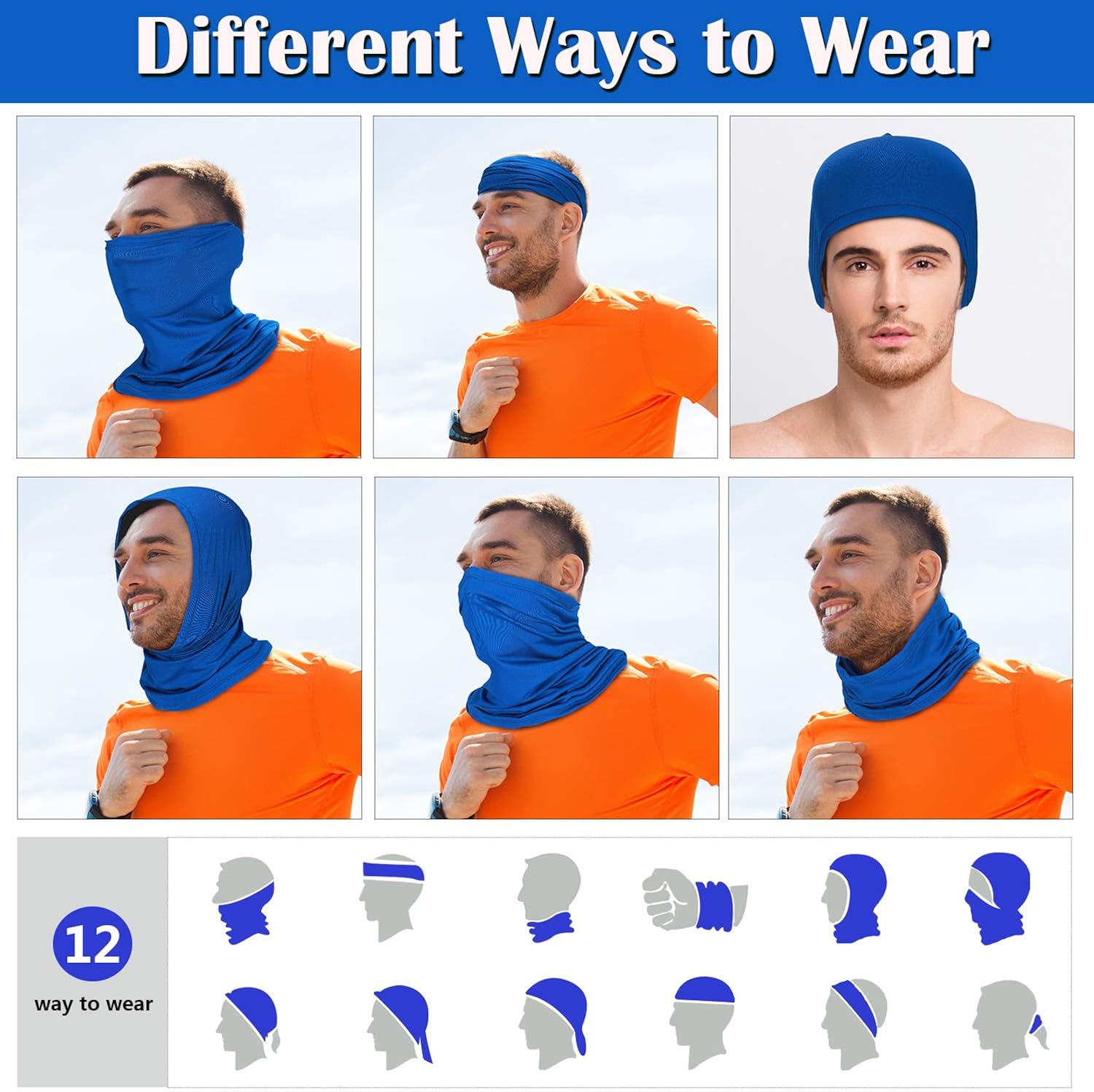 6 Pieces Summer UV Protection Face Cover Neck Gaiter Bandana Breathable Headwrap Cooling Face Cover for Camping Running Cycling Fishing Sport Hunting at  Men’s Clothing store