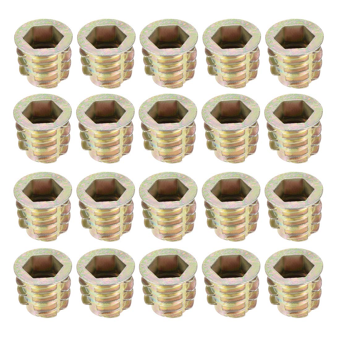 sourcing map Furniture Threaded Insert Nuts Zinc Alloy M10 Internal Threads 15mm Length 20pcs — image 1