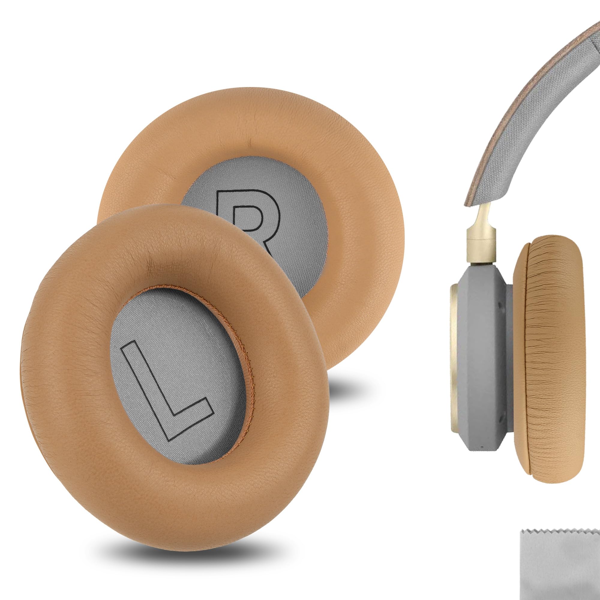 Geekria Elite Sheepskin Replacement Ear Pads for Bang & Olufsen Beoplay H9, H7 (Not Compatible with H9 3rd Gen, h9i) Headphones Ear Cushions, Repair Parts (Brown)