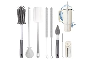 Dosanlues 8Pcs Water Bottle Cleaner Brush - Multipurpose Cup Cleaner Kit with Long Nylon Straw Brush Long Handle Silicone Bottles Cleaning for Tumbler, Sports Water Bottle, Wine Glass