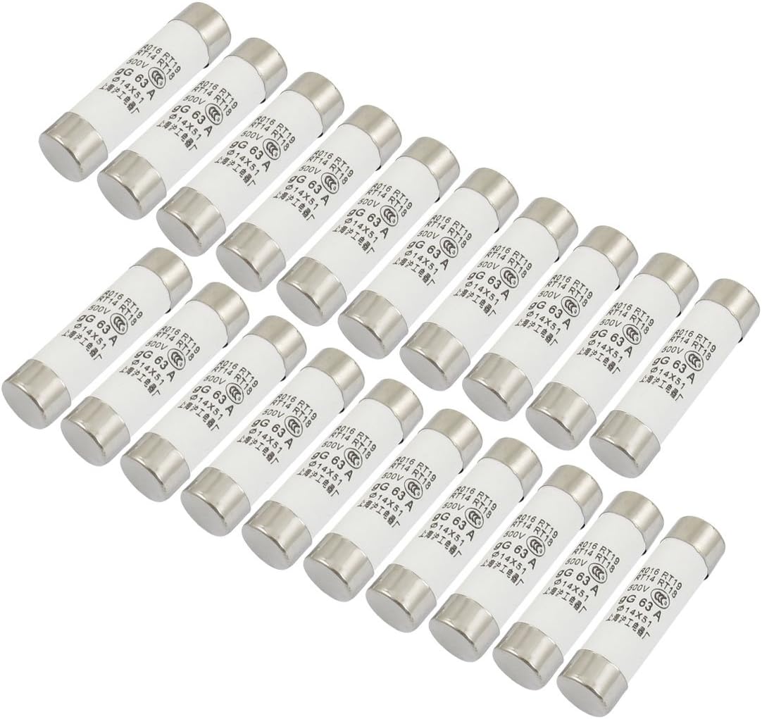 IIVVERR 20 Pcs 500V 63A Cylinder Cap Ceramic Fast Fuse Links 14x51mm (20 Pcs 500V 63A Cilindro Cilindro Cerámico Fusible rápido Enlaces 14x51mm