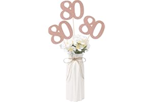Gexolenu NO 80, 10 Pack Double-Sided Rose Gold Glitter 80th Birthday Centerpieces for Tables, Number 80 Birthday Table Toppers Party Centerpiece Sticks Party Supplies