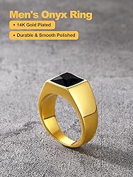 U7 Classic Men Signet Ring with Black Onyx