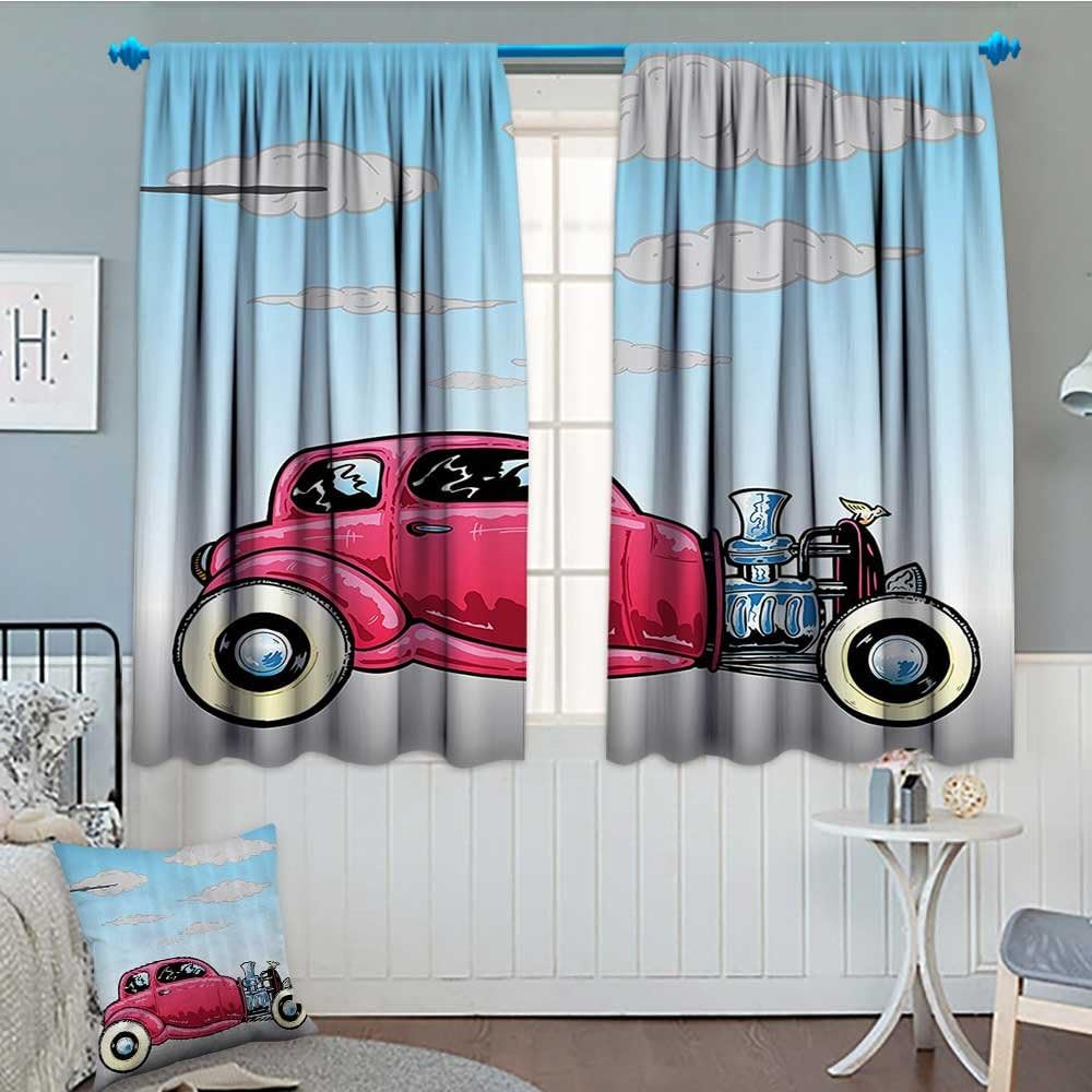 SeptSonne Cars Decor Collection Window Curtain Drape Old