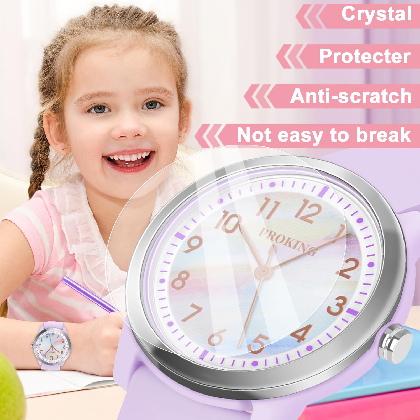 PROKING Kids Watch for Girls Boys Children Teens Analog for Kid 8-18 Years Old Learning Time and Easy to Read 50M Waterproof with Soft Band, Great Gift for Kids