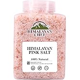 Himalayan Chef Pink Himalayan Salt Coarse Grain, 5 lbs Plastic Jar - Pure, Natural, Kosher, Mineral-Rich, Ideal for Grinder Refills, Cooking, Seasoning
