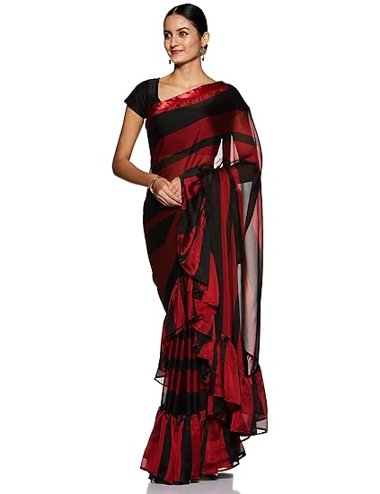 Womanista crepe with blouse piece Saree
