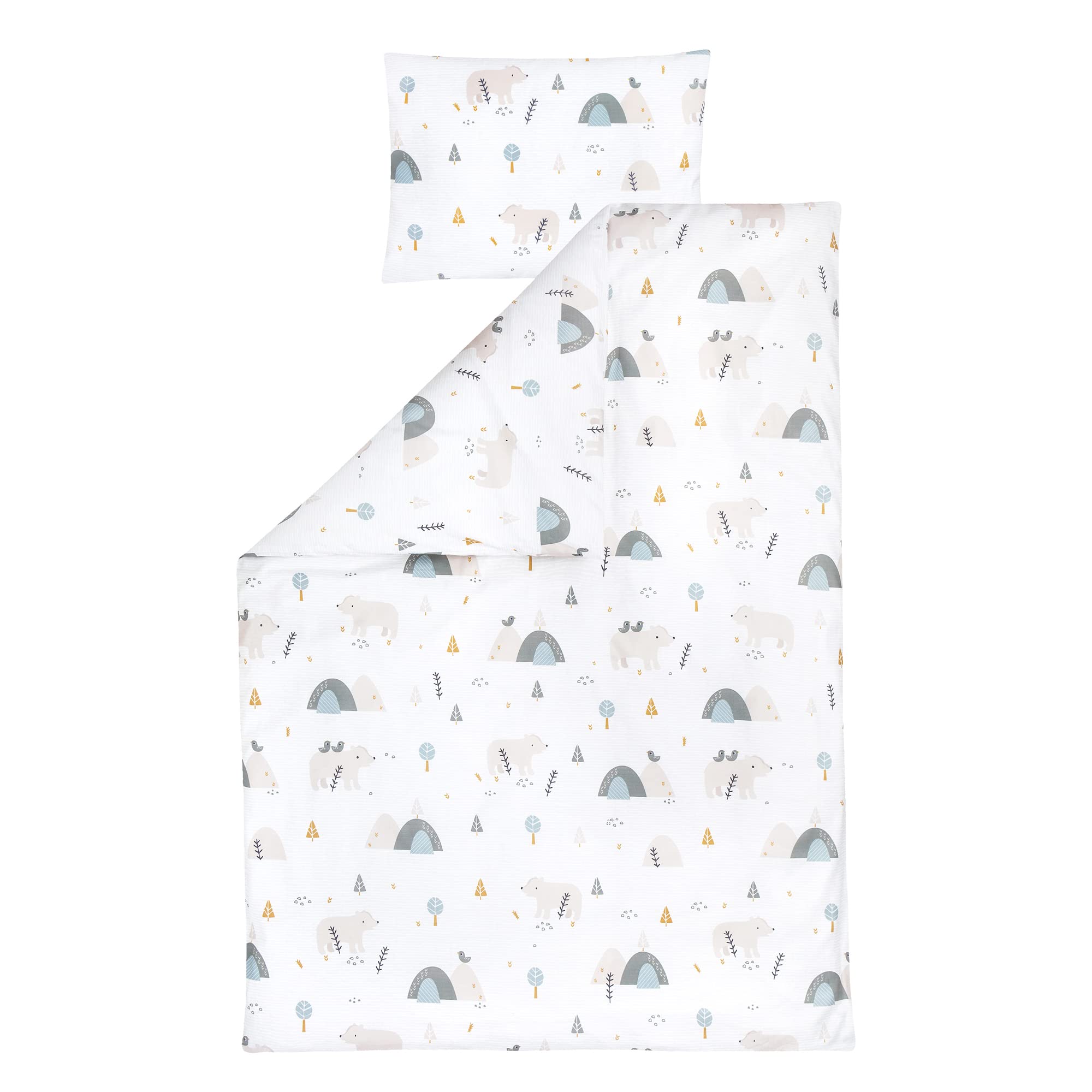 Julius Zöllner Children's Bed Linen 100 x 135 + 40 x 60 cm, 100% Cotton, Made in Germany, Mountain Bear