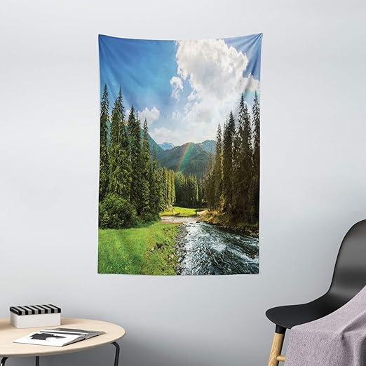 Amazon Com Ambesonne Landscape Tapestry Riverside Flowing