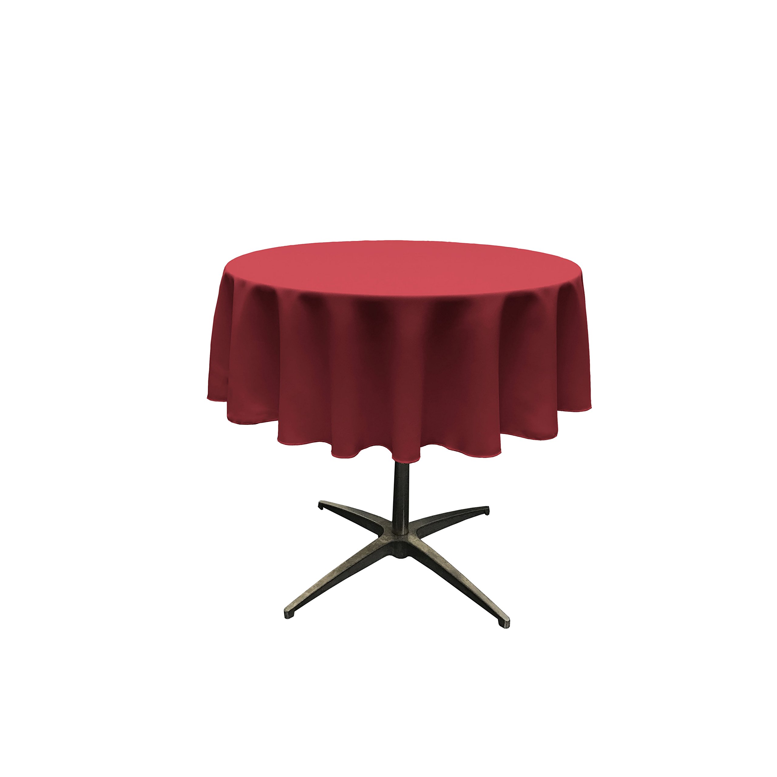 LA Linen Poplin Round Tablecloth, Polyester, Cranberry, 51-Inch