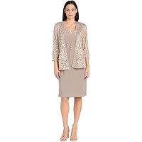 Amazon.com: Marina Women's Sequin Stretch Lace Dress with V Neck, Taupe, 6  : Clothing, Shoes & Jewelry