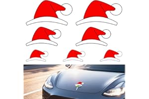 YATAOQINGJIE 7PCS Waterproof Santa Hat Christmas Stickers for Tesla, Vinyl Car Decals for Toyota, Honda, Ford, BMW & More, Automotive Decals for Water Bottles, Wall, Laptop, Window, Christmas Gift & Decoration
