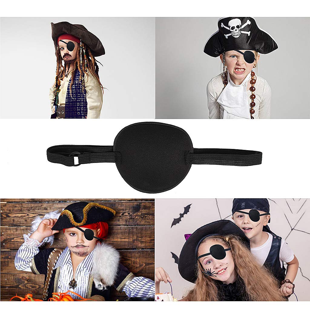 Edealing 2 PCS Eye Patch Set for Adults and Kids, Single Eye Mask with Adjustable Buckle Soft and Comfortable Pirate Eye Patch for Amblyopia Lazy Eye-Black : Beauty