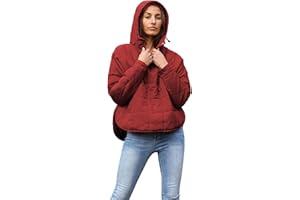 Freyhem Women's Pullover Puffer Jacket Quilted Lightweight Dolman Sleeve Button Down Hooded Padded Coat with Pocket