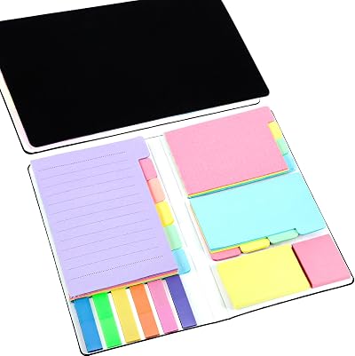 Thboxes Sticky Notes Set 400 Pcs Multicolor PU Leather Cover Office School