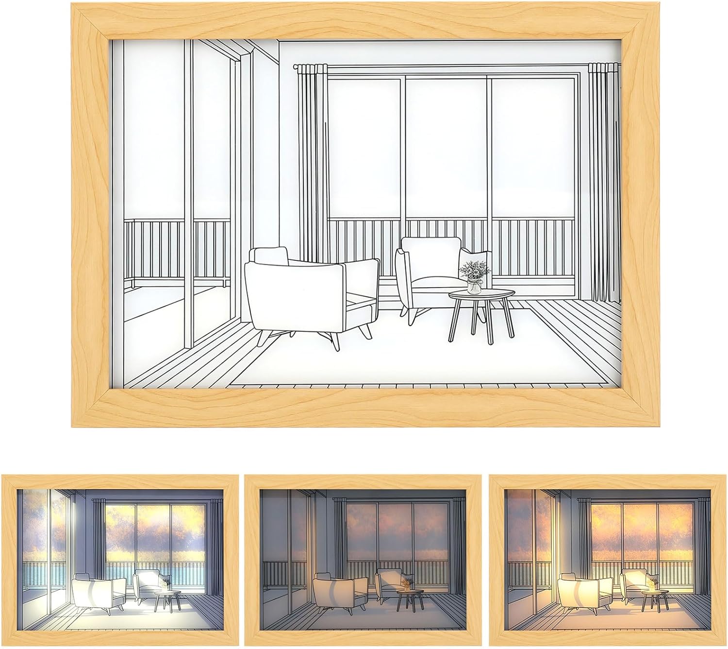 Paintings - Vansza Light Up Painting, USB Powered Lighting Painting Decoration Wall Art LED Lights Picture Glowing Photo Frame with 3-Color for Bedroom Living Room Home Decor (Autumn, 9 x 12inch)