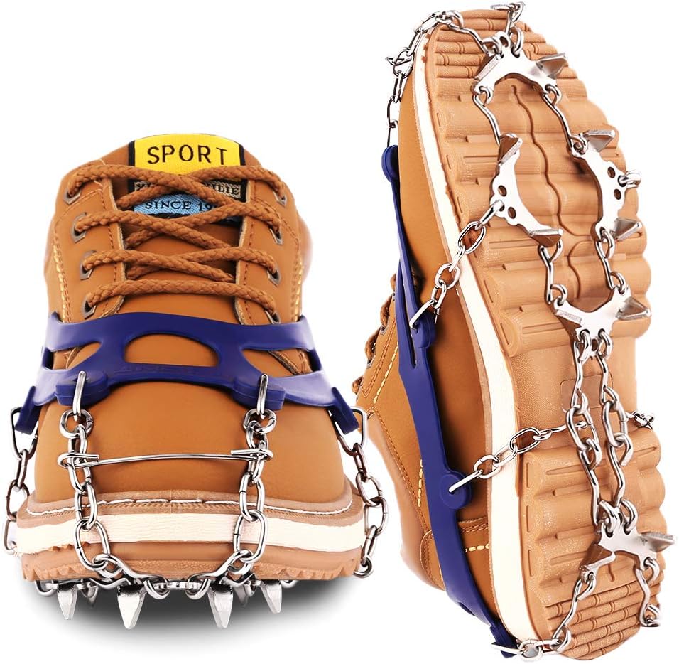 Cutiful Traction Cleats Crampons Ice Snow Cleats Ice Grips Grippers Microspikes Men Women Boots Shoes Spikes Walking Camping Hiking Winter Snow Spikes