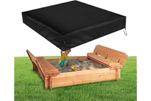 Fizentia Sand Box Cover,500D Waterproof Sandbox Cover,Heavy Duty Outdoor Cover Fits 61" L x 61" W Sand Box with Lid,Wooden or Plastic Square Sandboxes-Black (Only Cover)