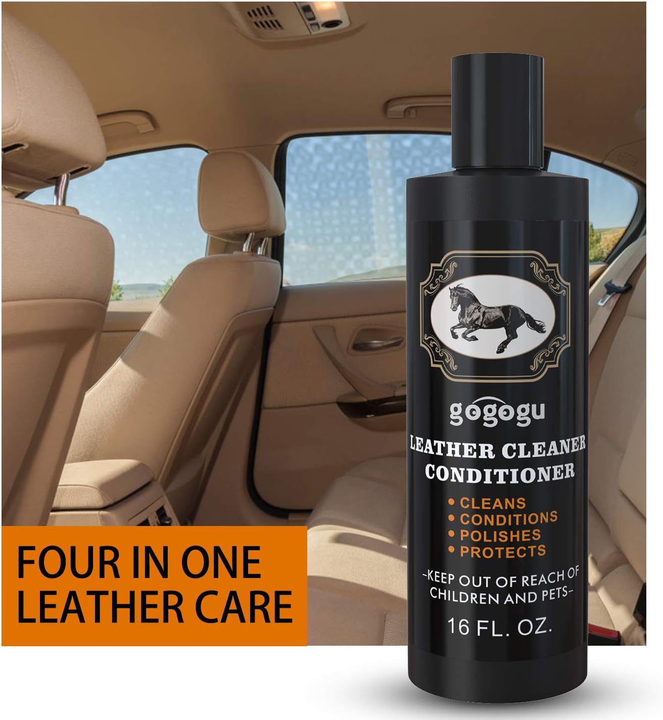 Gogogu 16 oz Leather Conditioner and Cleaner for Couch, Auto Interiors, Shoes, Bags and Accessories - Non-Toxic | Made in USA