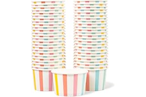 MATICAN 50-Count Paper Ice Cream Cups - 5.5-Oz Disposable Dessert Bowls for Hot & Cold Treats