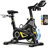 YPOO Exercise Bike, Adjustable Magnetic Resistance Stationary Bikes for Home Cardio with Exclusive App, Indoor Bike with 330lbs Weight Capacity Comfortable Seat, Tablet Mount and Fitness Courses