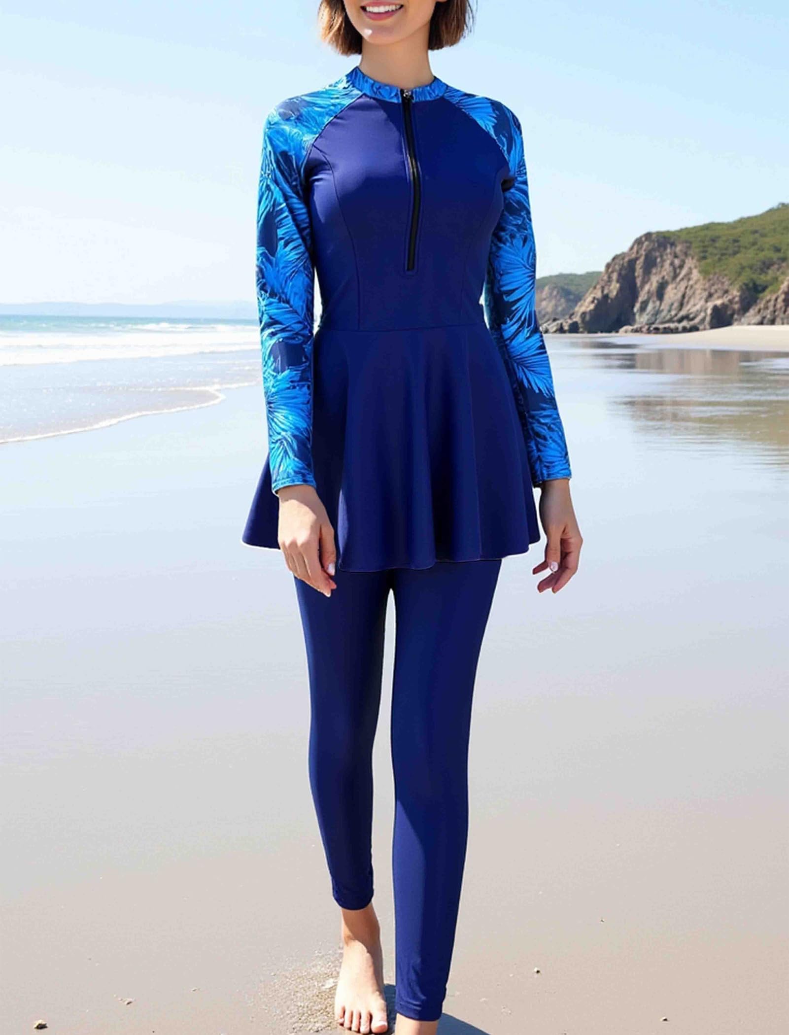 Condition photo showing New/Like New for obeeii womens muslim swimsuits full coverage long sleeve rash guard swimwear modest burkini bathing