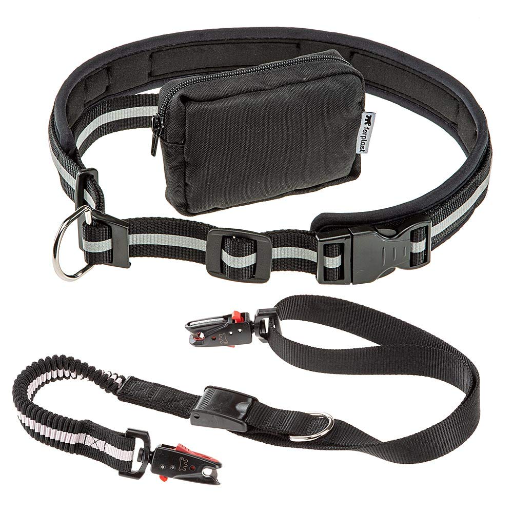 Ferplast ERGOCOMFORT FREE TIME Dog Lead with Running KIT - Reflective - Anti-Shock Elastic Lead - MATIC Technology - Adjustable Belt & Storage Bag - 120 x 2.5 cm — image 1