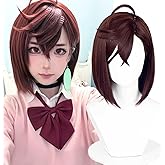 Probeauty Brown Straight Wig for Momo Ayase Cosplay, Shoulder-Length Wig with Bangs for Anime Costume Party