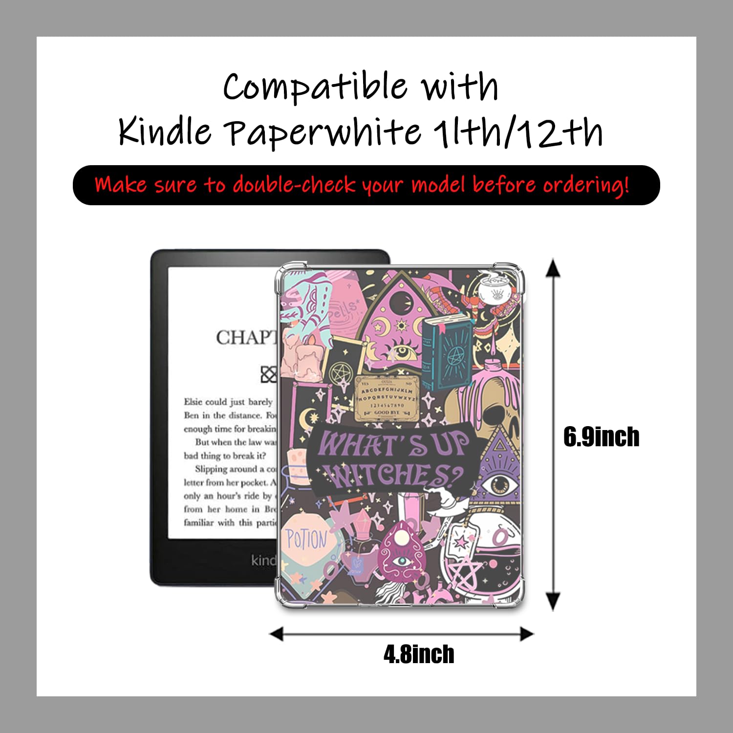 6 pcs Inserts for Kindle Paperwhite Clear Case, and 2 pcs Dust Plug Charms Retro Phone Charm Set for E-Reader, Cardstock Insert Accessories for Kindle 11th-12th, Gift for Book Lover