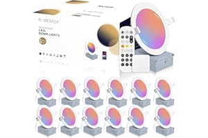 POWERASIA 12 Pack Smart Recessed Lighting 6 Inch, Ultra-Thin LED Recessed Lighting 12W 1200LM Smart Downlight with Junction Box, Compatible with Alexa/Google Assistant - ETL and Energy Star Certified