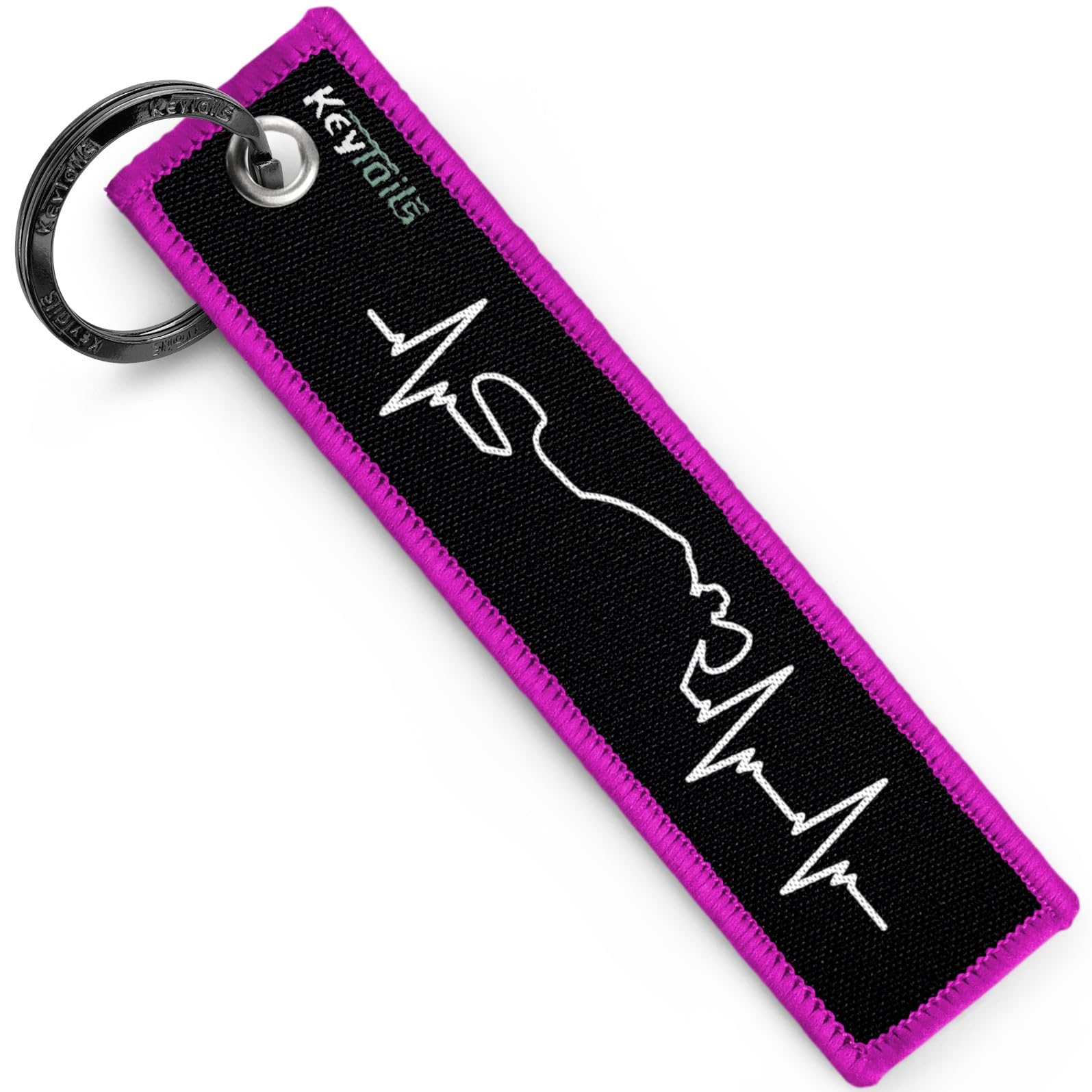 KEYTAILS Keychains, Premium Quality Key Tag for Motorcycle, Car, Scooter, ATV, UTV [Adventure, Dual Sport - Heartbeat]