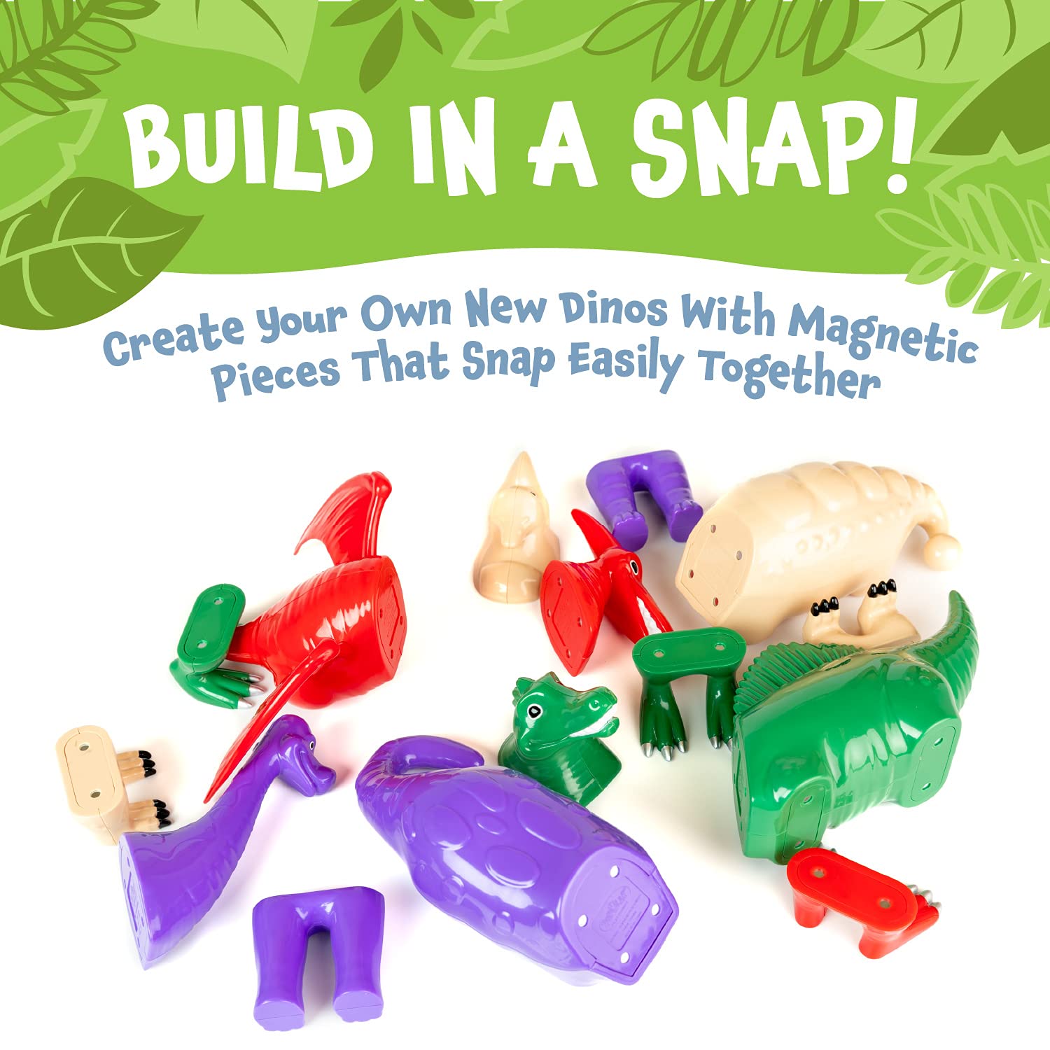 POPULAR PLAYTHINGS Magnetic Mix or Match Dinosaurs Toy Play Set, 12 Pieces