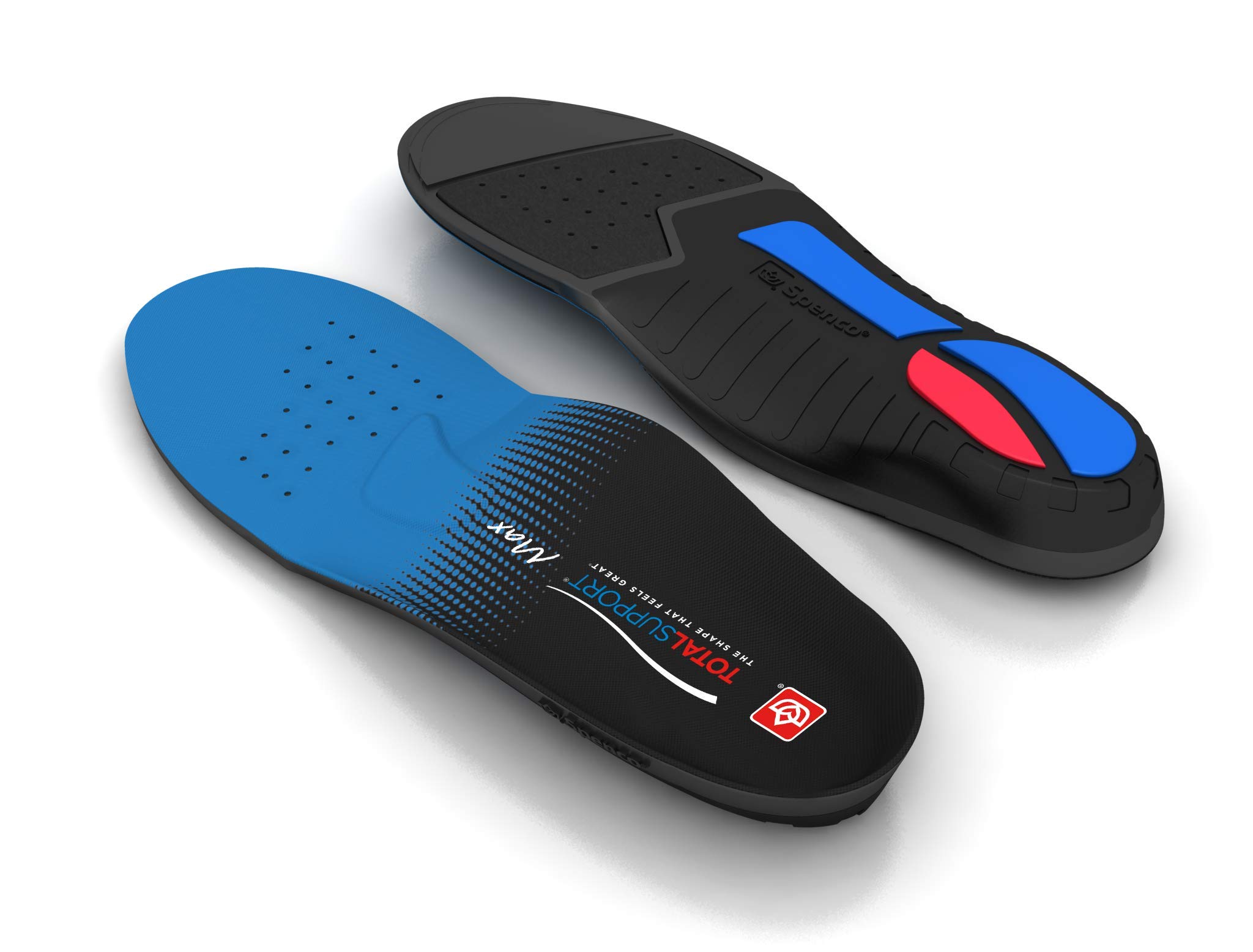 Spenco Total Support Max Insoles- Maximum Arch Support and Overpronation Control,3-POD Cushioning System for Shock Absorption,Ideal for High Impact Sports,UK 4-5,Multicolor