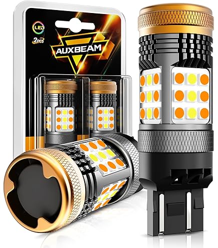 Syneticusa Error-Free LED Turn Signal Bulbs - Dual Color Switchback, 7443 Type, Canbus Ready, No Hyper Flash (24 LEDs)
