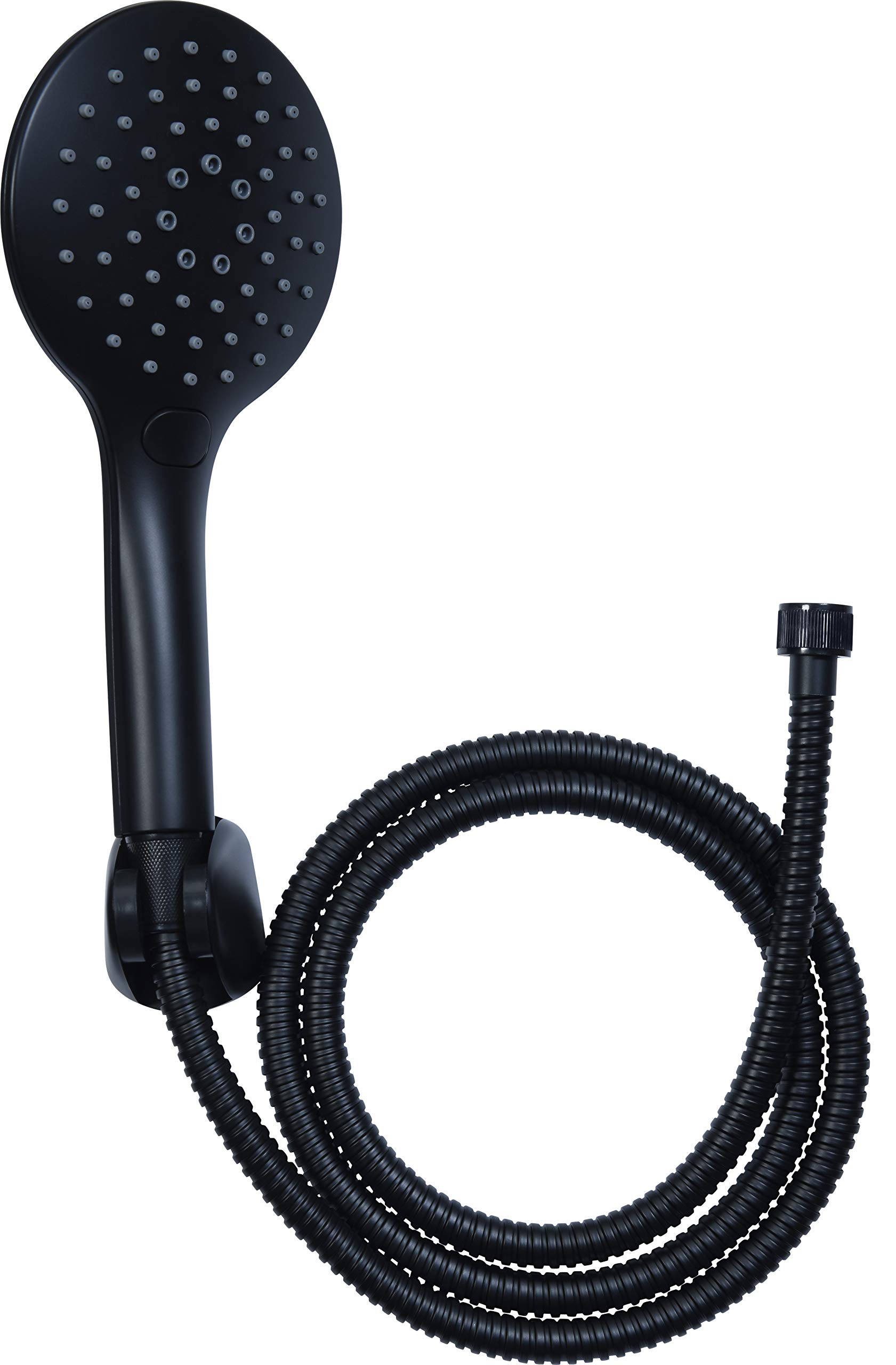 Cornat Noir TECBE3301 Shower Set - Black Edition - Hand Shower 125 mm - 3 Jet Types: Normal and Spray Jet - Anti-Limescale and Water-Saving Insert - 150 cm Shower Hose/Set for Shower and Bath