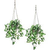 TNNTOPELE Hanging Plant Fake Plants with Pots, 2 Pack Artificial Plants, Faux Anthurium Leaf Basket for Wall Home Room Indoor Outdoor Decor