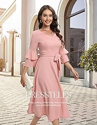 DRESSTELLS Women's Blush Pink Cocktail Tea Party