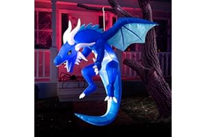 Joiedomi 5 FT Tall Halloween Inflatable Hanging Ice Dragon with Build-in LEDs, Blow Up Flying Dragon with Light for Halloween Party Indoor, Outdoor, Yard, Garden, Lawn Decorations