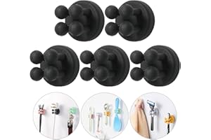 iBetterLife Razor Holder for Shower Hooks – 5Pcs Self Adhesive Wall Mounted Single Hook for Hanging Toothbrush, Functional Waterproof Utility Plug Holder for Bathroom Kitchen Living Room Office, Black