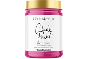 GRANOTONE Chalk Paint for Furniture | Matt-Finish Water-Based Acrylic Paint for Wood, Walls, Metal, Glass, Paper, Fabric Canvas | Maximum Coverage Chalk Paint for Kids & Adults, 500 Ml (HOT PINK)