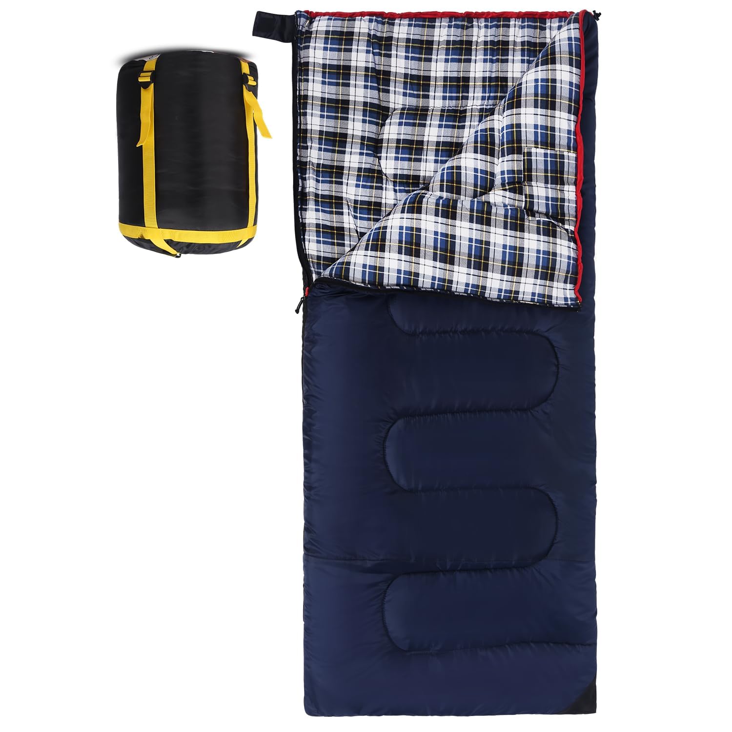 REDCAMP Cotton Flannel Sleeping Bag for Camping, 50F/10C 3-Season Warm and Comfortable, Envelope Blue 3lbs(75"x33")