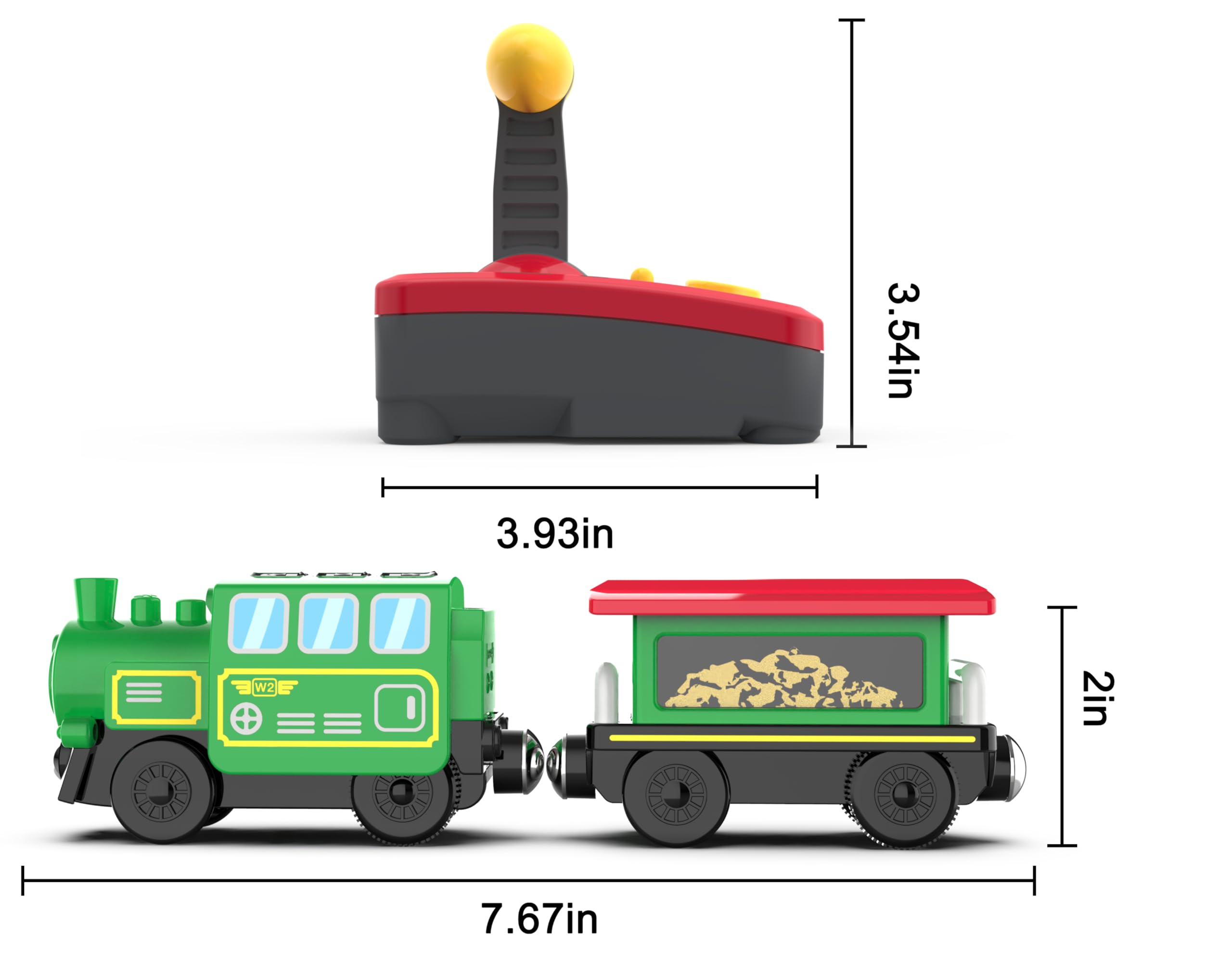 Wooden Train Accessories Battery Operated Locomotive Train, Remote Control Train for Track Set, Powerful Engine Train Vehicles Fit All Major Brands Track Railway System (Battery Not Included)
