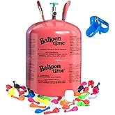 Helium Tank for Balloons At Home, 14.9 Cu Ft Helium Balloon Pump Kit with 50 Assorted Latex Balloons, White Curling Ribbon and Wholesalehome Balloon Tie Tool